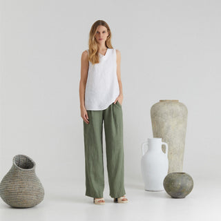 Optical White Linen Daffodil Top - Linen Tales 