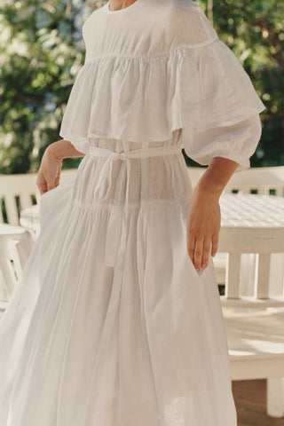 Optical White Linen Fantasia Dress - Linen Tales 3