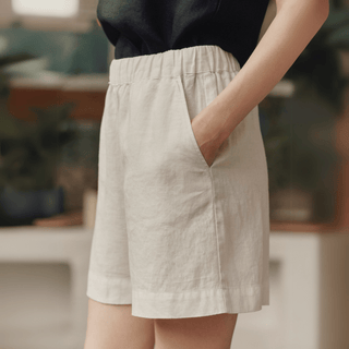 Optical White Linen Hip - Hop Shorts - Linen Tales 4