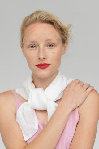 Optical White Linen Mallow Scarf - Linen Tales 3