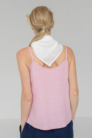 Optical White Linen Mallow Scarf - Linen Tales 