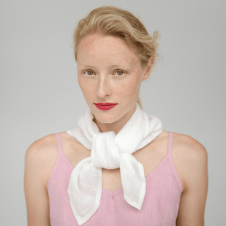 Optical White Linen Mallow Scarf - Linen Tales 