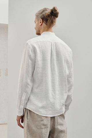 Optical White Linen Snapdragon Shirt - Linen Tales 