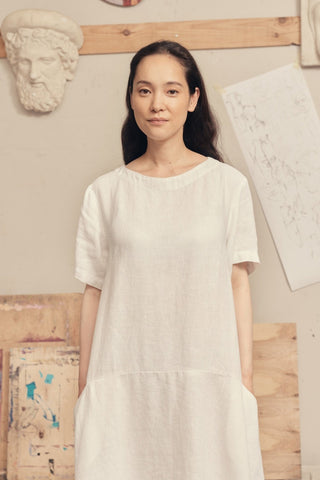 Optical White Linen Speedwell Dress - Linen Tales 3