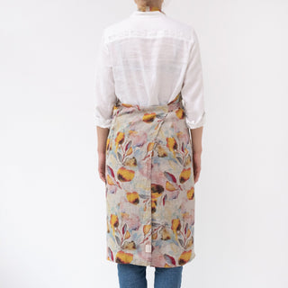 Orange Flow on Natural Linen Chef Apron - Linen Tales 3