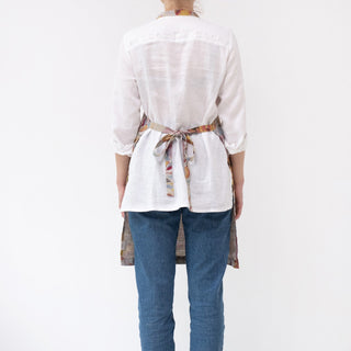 Orange Flow on Natural Linen Daily Apron - Linen Tales 3