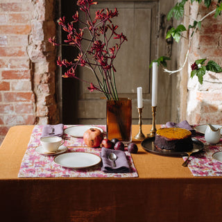 Fuchsia Flowers on Natural Linen Placemat 3