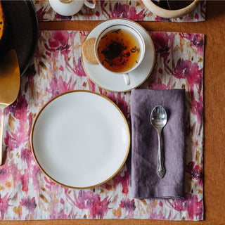 Fuchsia Flowers on Natural Linen Placemat 4