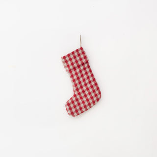 Red Gingham Linen Christmas Stocking - Linen Tales USA 