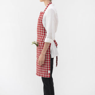 Red Gingham Linen Daily Apron - Linen Tales 2