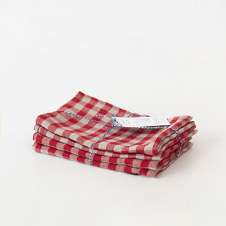 Red Gingham Linen Kitchen Towel - Linen Tales 
