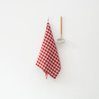 Red Gingham Linen Kitchen Towel - Linen Tales 