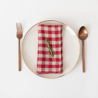 Red Gingham Linen Napkins Set of 2 - Linen Tales 