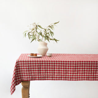 Red Gingham Linen Tablecloth - Linen Tales 1