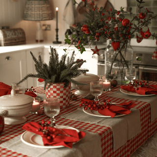Red Gingham Linen Tablecloth - Linen Tales 2