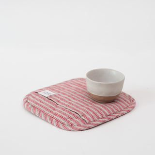 Red Natural Stripes Linen Potholder - Linen Tales 3