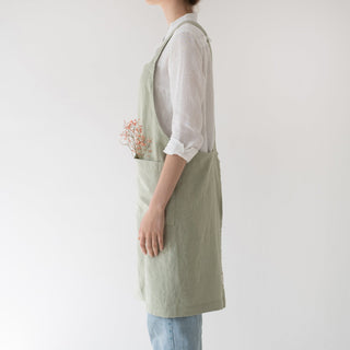 Sage Linen Crossback Apron - Linen Tales 3