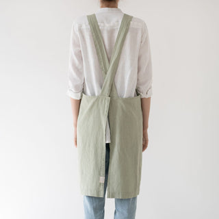 Sage Linen Crossback Apron - Linen Tales 2