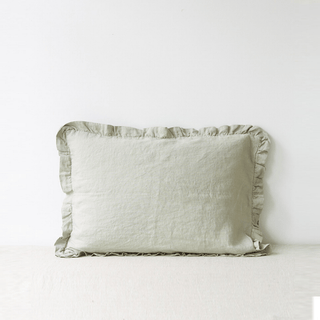 Sage Linen Pillowcase with Frills - Linen Tales USA 