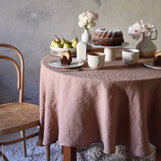 Cafe Creme Lightweight Linen Round Tablecloth 5