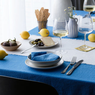French Blue Linen Tablecloth 3