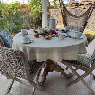 Melange Lightweight Linen Round Tablecloth 7