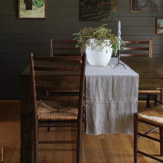 Natural Linen Table Runner with Fringes 3