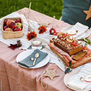 Natural White Stripes Linen Table Runner 3