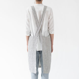 Thin Black Stripes Linen Crossback Apron - Linen Tales 3