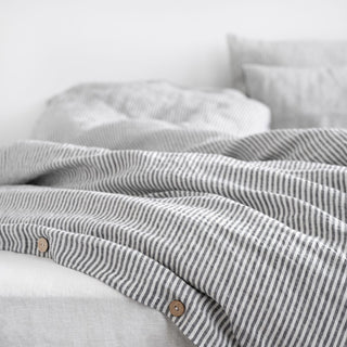 Thin Black Stripes Linen Duvet Cover - Linen Tales 3