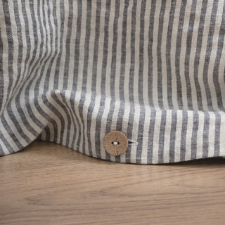 Thin Black Stripes Linen Duvet Cover Set - Linen Tales 5
