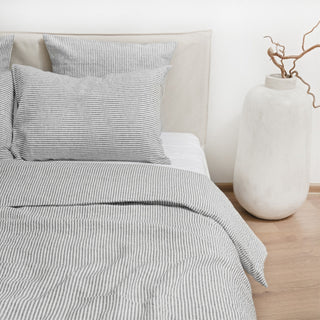 Thin Black Stripes Linen Duvet Cover Set - Linen Tales 4