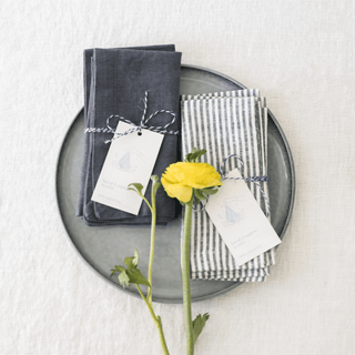 Thin Black Stripes Linen Napkins Set of 2 - Linen Tales 