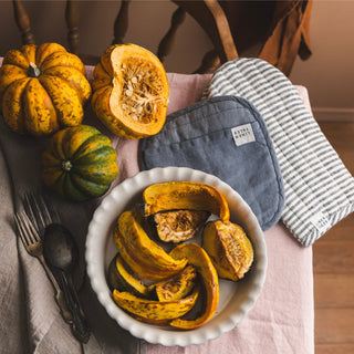 Thin Black Stripes Linen Oven Mitt - Linen Tales 4