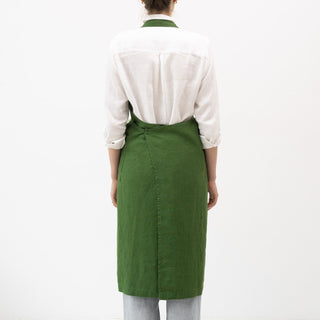 True Green Linen Chef Apron - Linen Tales USA 3