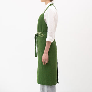 True Green Linen Chef Apron - Linen Tales USA 