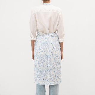 White Botanical Blue Linen Crossback Apron - Linen Tales 3