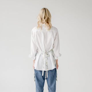 White Flowers Linen Daily Apron - Linen Tales 4