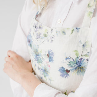 White Flowers Linen Daily Apron - Linen Tales 2