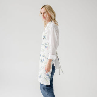 White Flowers Linen Daily Apron - Linen Tales 3
