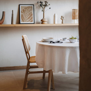 White Lightweight Linen Round Tablecloth - Linen Tales 5