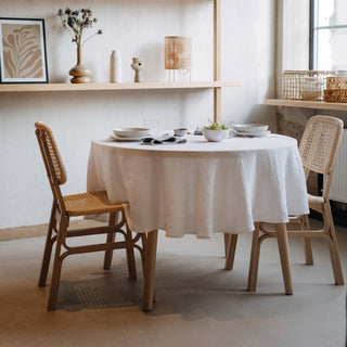 White Lightweight Linen Round Tablecloth - Linen Tales 4