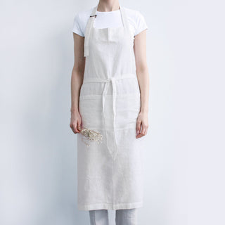 White Linen Chef Apron - Linen Tales 