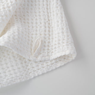 White Linen & Cotton Honeycomb Waffle Towel - Linen Tales 5