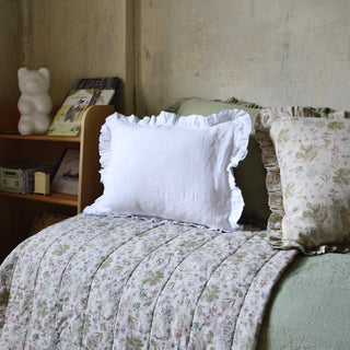 White Linen Pillowcase with Frills - Linen Tales 3