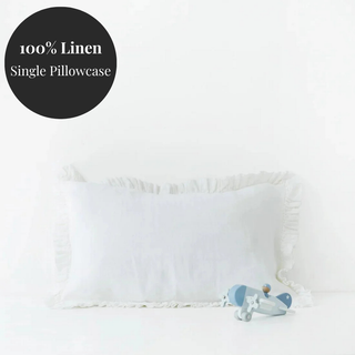 Kids White Linen Pillowcase with Frills 