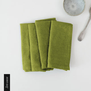Zero Waste Christmas Green Linen Napkins Set of 4 - Linen Tales 