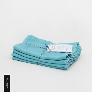 Zero Waste Coastal Blue Linen Kitchen Towels Set of 4 - Linen Tales 