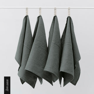 Zero Waste Forest Green Linen Kitchen Towels Set of 4 - Linen Tales 