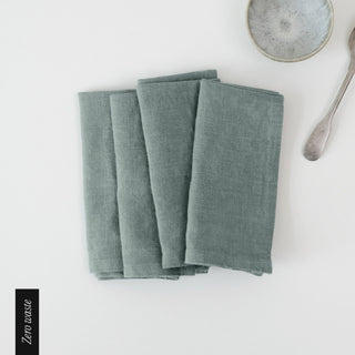 Zero Waste Green Milieu Linen Napkins Set of 4 - Linen Tales 